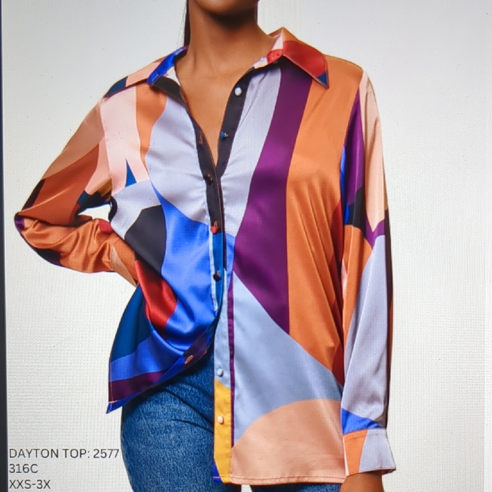 Hutch NWT "Dayton" Graphic Geo Print Blouse